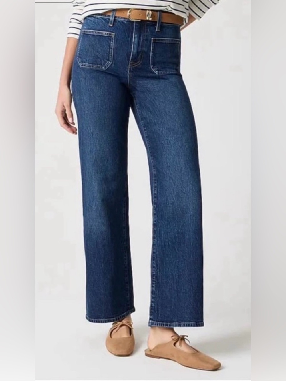 J. Crew Factory Full Length Slim Wide Leg Jeans Lightly Distressed Popular Sz 30